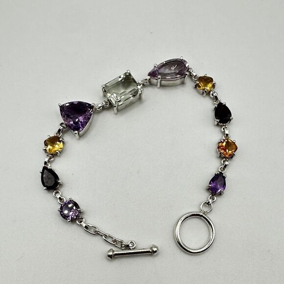 NWOT 7" One-of-a-kind multi-gemstone bracelet in sterling silver! - Picture 10 of 11